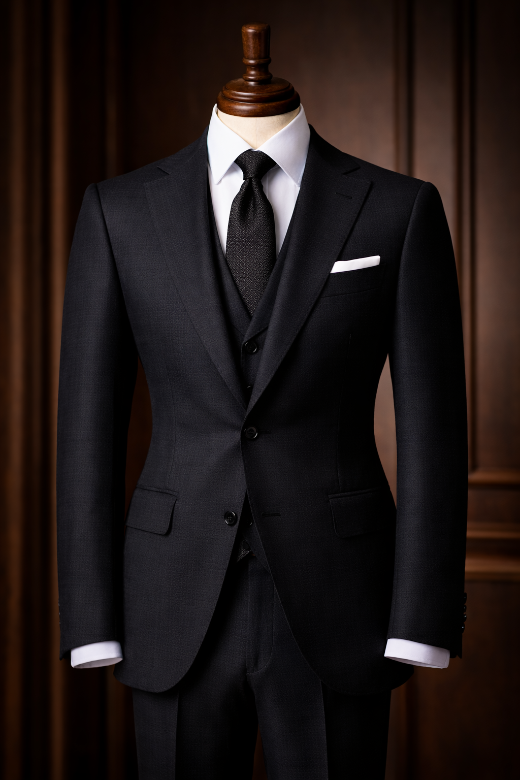 Classic Black Wool Suit - Bespoke Tailoring in Jeddah
